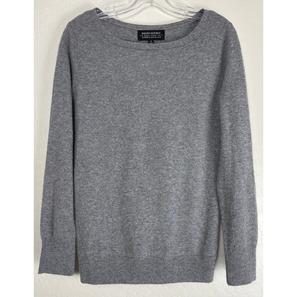 Banana Republic Todd & Duncan Grey Scottish Cashmere Bow‎ Back Sweater sz M 2111
